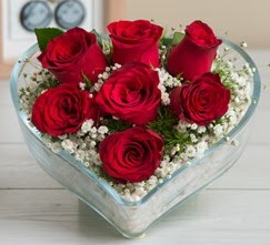Kalp içerisinde 7 adet kırmızı gül  Amasya çiçek gönderme sitemiz güvenlidir 