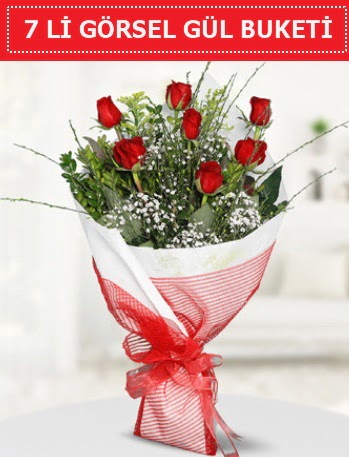 7 adet kırmızı gül buketi Aşk budur  Amasya çiçek satışı 