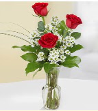 Vazo içerisinde 3 adet kırmızı gül  Amasya çiçek satışı 