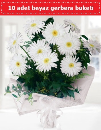 10 Adet beyaz gerbera buketi  Amasya çiçek , çiçekçi , çiçekçilik 